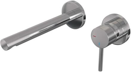 Brauer Chrome Carving Inbouw Wastafelmengkraan met Rechte Uitloop en Rozetten Model A1 Chroom