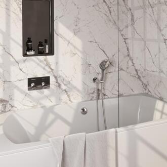 Brauer Chrome Carving Thermostatische Inbouw Badkraan Drukknoppen - Badvulcombinatie - 3 stand - Doucheslang - Wandaansluitbocht - Handdouche - Chroom