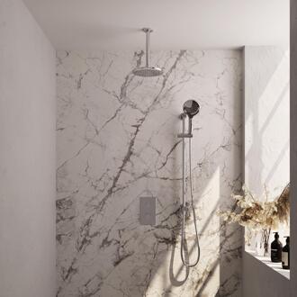 Brauer Chrome Carving Thermostatische Regendoucheset Inbouw - Hoofddouche 20 cm - 3 Weg - Handdouche 3 Standen - Doucheslang - Geintegreerde Glijstang - Chroom