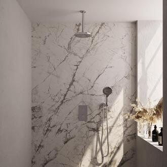 Brauer Chrome Carving Thermostatische Regendoucheset Inbouw - Hoofddouche 20 cm - 3 Weg - Handdouche 3 Standen - Doucheslang - Wandaansluitbocht - Chroom