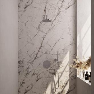 Brauer Chrome Carving Thermostatische Regendoucheset Inbouw - Hoofddouche 20 cm - Gebogen Wandarm - 3 Weg - Handdouche Rond - Doucheslang - Wandaansluitbocht - Chroom