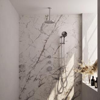 Brauer Chrome Carving Thermostatische Regendoucheset Inbouw - Hoofddouche 20 cm - Handdouche 3 Standen - Doucheslang - Geintegreerde Glijstang - Chroom