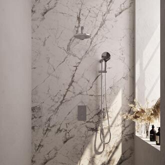 Brauer Chrome Carving Thermostatische Regendoucheset Inbouw - Hoofddouche 20 cm - Rechte Wandarm - 3 Weg - Handdouche 3 Standen - Doucheslang - Geintegreerde Glijstang - Chroom