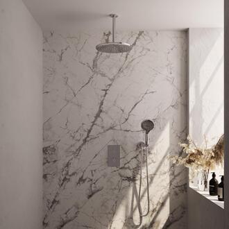 Brauer Chrome Carving Thermostatische Regendoucheset Inbouw - Hoofddouche 30 cm - 3 Weg - Handdouche 3 Standen - Doucheslang - Wandaansluitbocht - Chroom