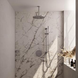 Brauer Chrome Carving Thermostatische Regendoucheset Inbouw - Hoofddouche 30 cm - 3 Weg - Handdouche Rond - Doucheslang - Geintegreerde Glijstang - Chroom