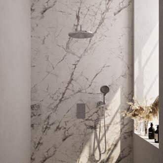 Brauer Chrome Carving Thermostatische Regendoucheset Inbouw - Hoofddouche 30 cm - Gebogen Wandarm - 3 Weg - Handdouche 3 Standen - Doucheslang - Wandaansluitbocht - Chroom