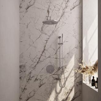 Brauer Chrome Carving Thermostatische Regendoucheset Inbouw - Hoofddouche 30 cm - Gebogen Wandarm - 3 Weg - Handdouche Rond - Doucheslang - Geintegreerde Glijstang - Chroom