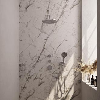 Brauer Chrome Carving Thermostatische Regendoucheset Inbouw - Hoofddouche 30 cm - Gebogen Wandarm - Handdouche 3 Standen - Doucheslang - Wandaansluitbocht - Chroom