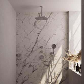 Brauer Chrome Carving Thermostatische Regendoucheset Inbouw - Hoofddouche 30 cm - Handdouche 3 Standen - Doucheslang - Wandaansluitbocht - Chroom