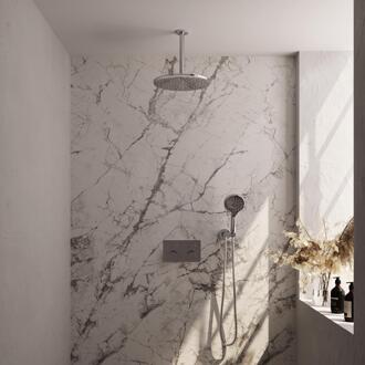 Brauer Chrome Carving Thermostatische Regendoucheset Inbouw - Hoofddouche 30 cm - Met Drukknoppen - Handdouche 3 Standen - Doucheslang - Wandaansluitbocht - Chroom