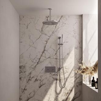 Brauer Chrome Carving Thermostatische Regendoucheset Inbouw - Hoofddouche 30 cm - Met Drukknoppen - Handdouche Staaf - Doucheslang - Geintegreerde Glijstang - Chroom