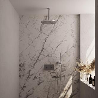 Brauer Chrome Carving Thermostatische Regendoucheset Inbouw - Hoofddouche 30 cm - Met Drukknoppen - Handdouche Staaf - Doucheslang - Wandaansluitbocht - Chroom