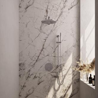 Brauer Chrome Carving Thermostatische Regendoucheset Inbouw - Hoofddouche 30 cm - Rechte Wandarm - 3 Weg - Handdouche Rond - Doucheslang - Geintegreerde Glijstang - Chroom