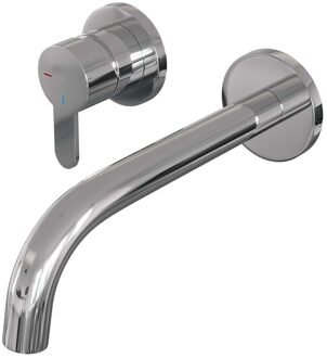 Brauer Chrome Edition ColdStart wastafelkraan inbouw gebogen uitloop en rozetten model D2 chroom