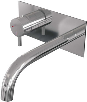 Brauer Chrome Edition ColdStart wastafelkraan inbouw gebogen uitloop met achterplaat model B2 chroom