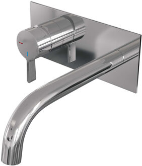 Brauer Chrome Edition ColdStart wastafelkraan inbouw gebogen uitloop met achterplaat model E2 chroom