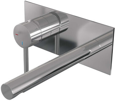 Brauer Chrome Edition ColdStart wastafelkraan inbouw rechte uitloop met achterplaat model A2 chroom