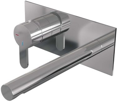 Brauer Chrome Edition ColdStart wastafelkraan inbouw rechte uitloop met achterplaat model D2 chroom