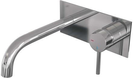 Brauer Chrome Edition Inbouw Wastafelmengkraan met Gebogen Uitloop en Afdekplaat Model A1 Chroom