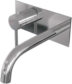 Brauer Chrome Edition Inbouw Wastafelmengkraan met Gebogen Uitloop en Afdekplaat Model A2 Chroom