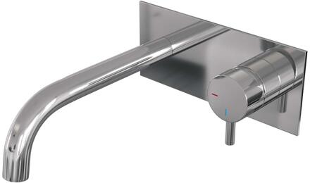 Brauer Chrome Edition Inbouw Wastafelmengkraan met Gebogen Uitloop en Afdekplaat Model B1 Chroom
