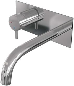 Brauer Chrome Edition Inbouw Wastafelmengkraan met Gebogen Uitloop en Afdekplaat Model B2 Chroom