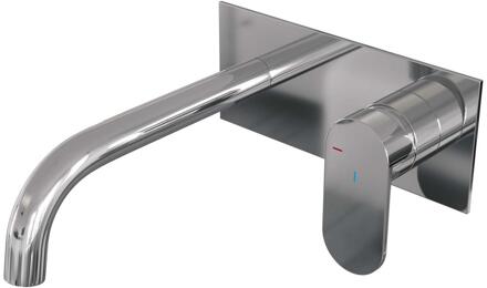 Brauer Chrome Edition Inbouw Wastafelmengkraan met Gebogen Uitloop en Afdekplaat Model C1 Chroom