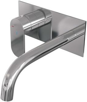 Brauer Chrome Edition Inbouw Wastafelmengkraan met Gebogen Uitloop en Afdekplaat Model C2 Chroom