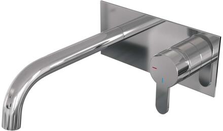 Brauer Chrome Edition Inbouw Wastafelmengkraan met Gebogen Uitloop en Afdekplaat Model D1 Chroom
