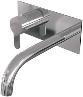 Brauer Chrome Edition Inbouw Wastafelmengkraan met Gebogen Uitloop en Afdekplaat Model D2 Chroom