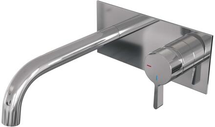 Brauer Chrome Edition Inbouw Wastafelmengkraan met Gebogen Uitloop en Afdekplaat Model E1 Chroom