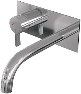 Brauer Chrome Edition Inbouw Wastafelmengkraan met Gebogen Uitloop en Afdekplaat Model E2 Chroom