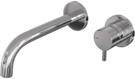 Brauer Chrome Edition Inbouw Wastafelmengkraan met Gebogen Uitloop en Rozetten Model B1 Chroom