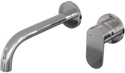 Brauer Chrome Edition Inbouw Wastafelmengkraan met Gebogen Uitloop en Rozetten Model C1 Chroom
