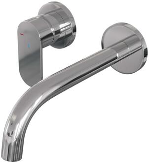 Brauer Chrome Edition Inbouw Wastafelmengkraan met Gebogen Uitloop en Rozetten Model C2 Chroom