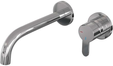 Brauer Chrome Edition Inbouw Wastafelmengkraan met Gebogen Uitloop en Rozetten Model D1 Chroom