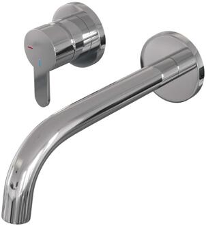 Brauer Chrome Edition Inbouw Wastafelmengkraan met Gebogen Uitloop en Rozetten Model D2 Chroom