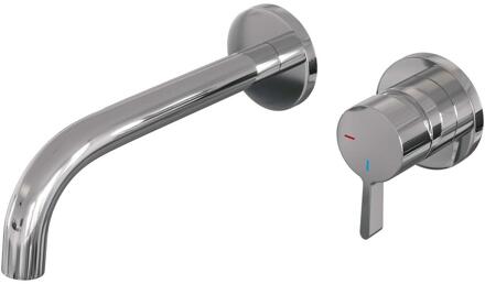 Brauer Chrome Edition Inbouw Wastafelmengkraan met Gebogen Uitloop en Rozetten Model E1 Chroom