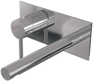 Brauer Chrome Edition Inbouw Wastafelmengkraan met Rechte Uitloop en Afdekplaat Model A2 Chroom