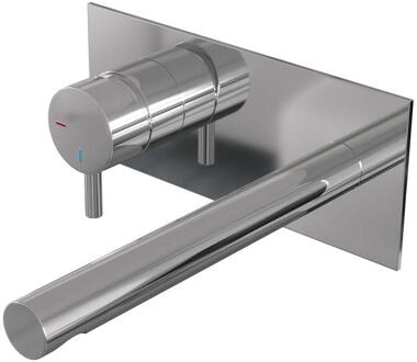 Brauer Chrome Edition Inbouw Wastafelmengkraan met Rechte Uitloop en Afdekplaat Model B2 Chroom
