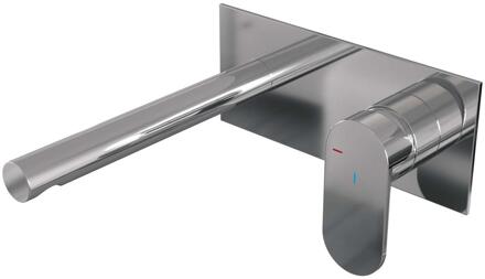 Brauer Chrome Edition Inbouw Wastafelmengkraan met Rechte Uitloop en Afdekplaat Model C1 Chroom