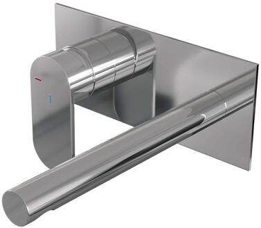 Brauer Chrome Edition Inbouw Wastafelmengkraan met Rechte Uitloop en Afdekplaat Model C2 Chroom