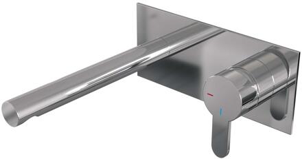 Brauer Chrome Edition Inbouw Wastafelmengkraan met Rechte Uitloop en Afdekplaat Model D1 Chroom