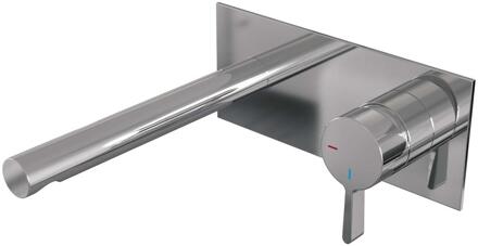 Brauer Chrome Edition Inbouw Wastafelmengkraan met Rechte Uitloop en Afdekplaat Model E1 Chroom