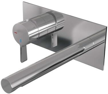 Brauer Chrome Edition Inbouw Wastafelmengkraan met Rechte Uitloop en Afdekplaat Model E2 Chroom
