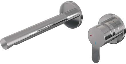 Brauer Chrome Edition Inbouw Wastafelmengkraan met Rechte Uitloop en Rozetten Model D1 Chroom