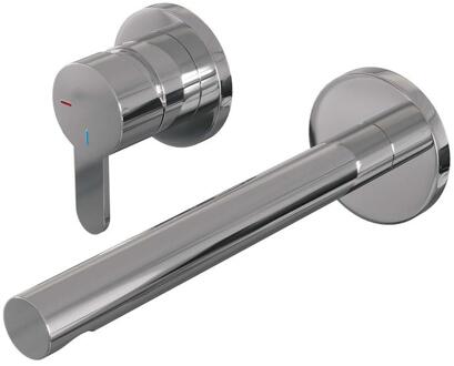 Brauer Chrome Edition Inbouw Wastafelmengkraan met Rechte Uitloop en Rozetten Model D2 Chroom