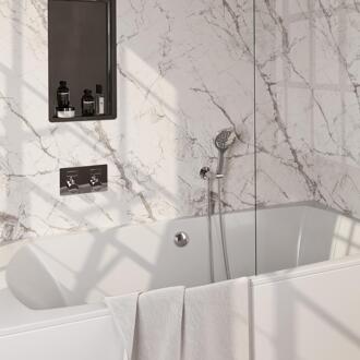 Brauer Chrome Edition Thermostatische Inbouw Badkraan Drukknoppen - Badvulcombinatie - 3 stand - Doucheslang - Wandaansluitbocht - Handdouche - Chroom