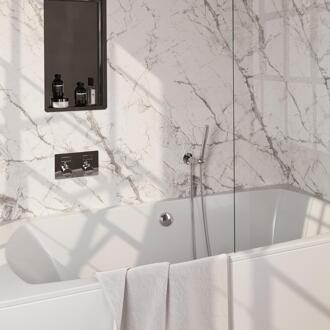 Brauer Chrome Edition Thermostatische Inbouw Badkraan Drukknoppen - Badvulcombinatie - Staaf - Doucheslang - Wandaansluitbocht - Handdouche - Chroom