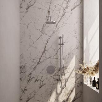 Brauer Chrome Edition Thermostatische Regendoucheset Inbouw - Hoofddouche 20 cm - Gebogen Wandarm - 3 Weg - Handdouche Rond - Doucheslang - Geintegreerde Glijstang - Chroom